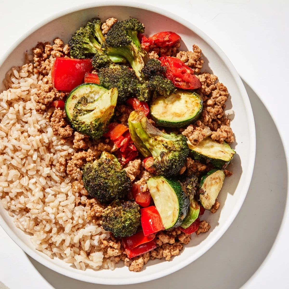 A close-up of Turkey Meal Prep Containers with juicy turkey, vibrant broccoli, and peppers.