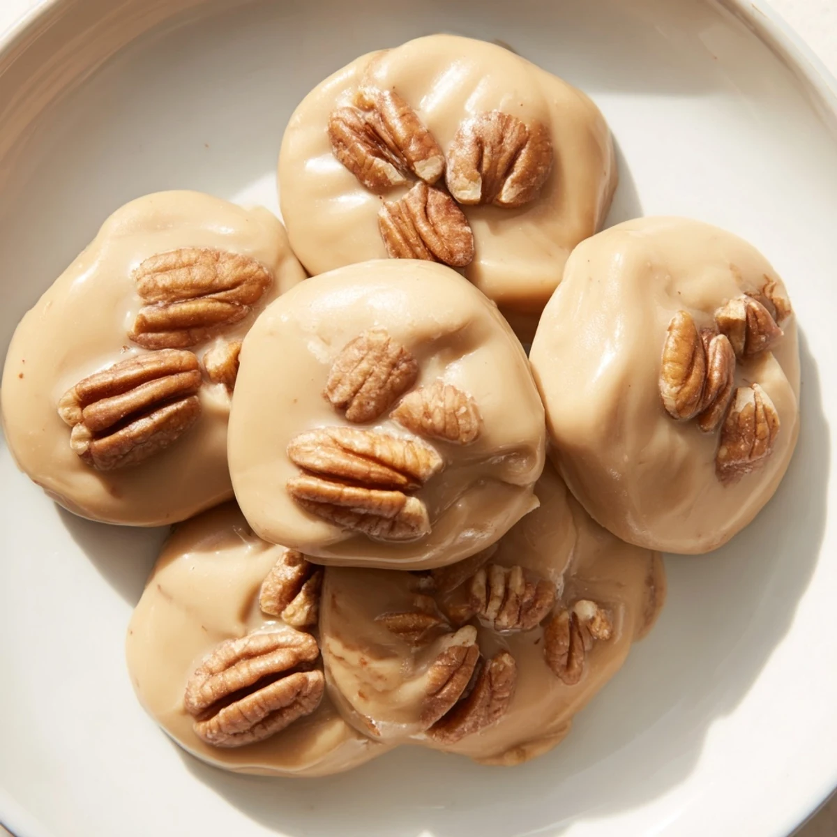 Classic Southern Mardi Gras Pecan Pralines with Cream arranged on a wooden board, ready for festive celebration sharing.