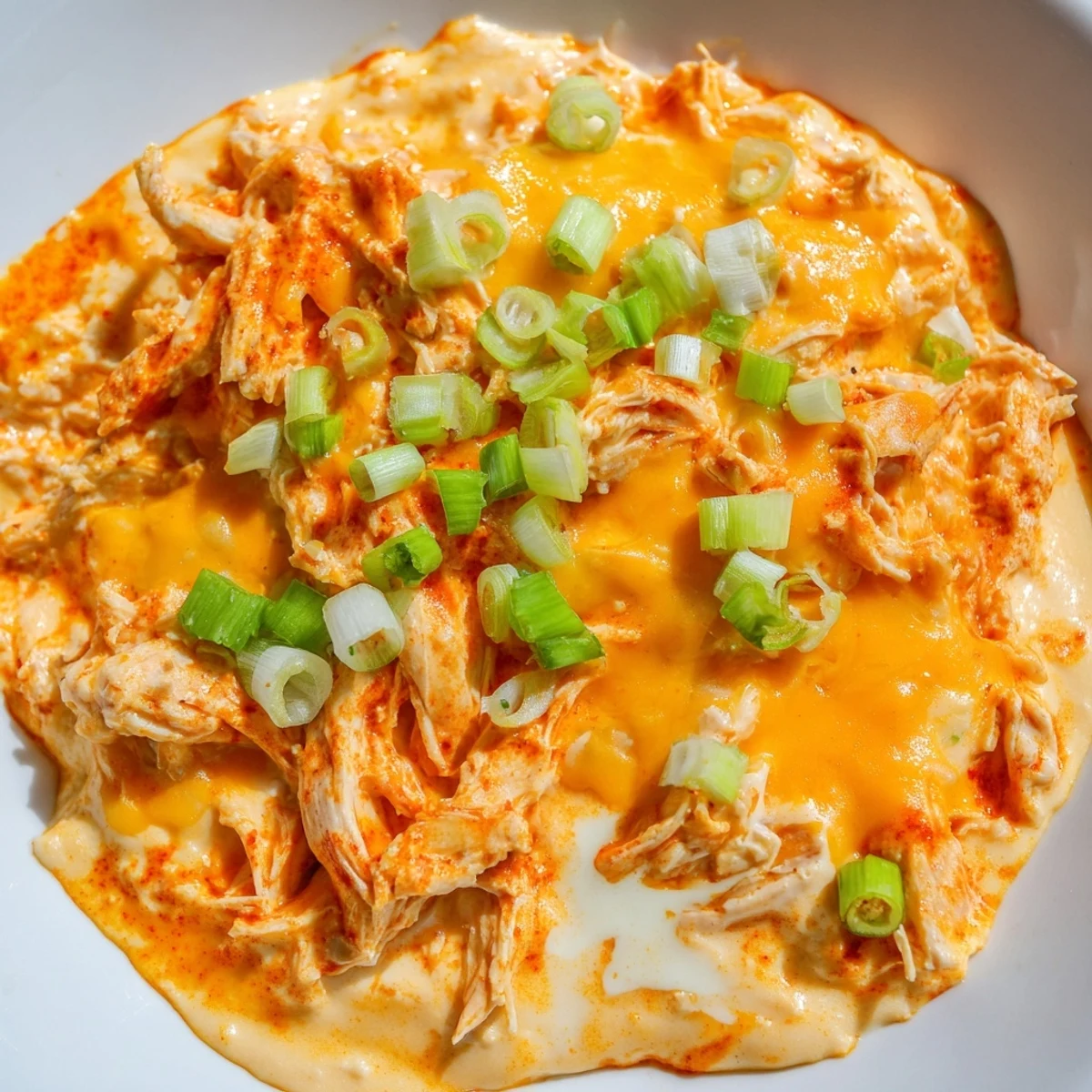Warm Spicy Buffalo Chicken Dip with Tortilla Chips sits in a baking dish, golden topped and ready to scoop with crispy chips alongside.