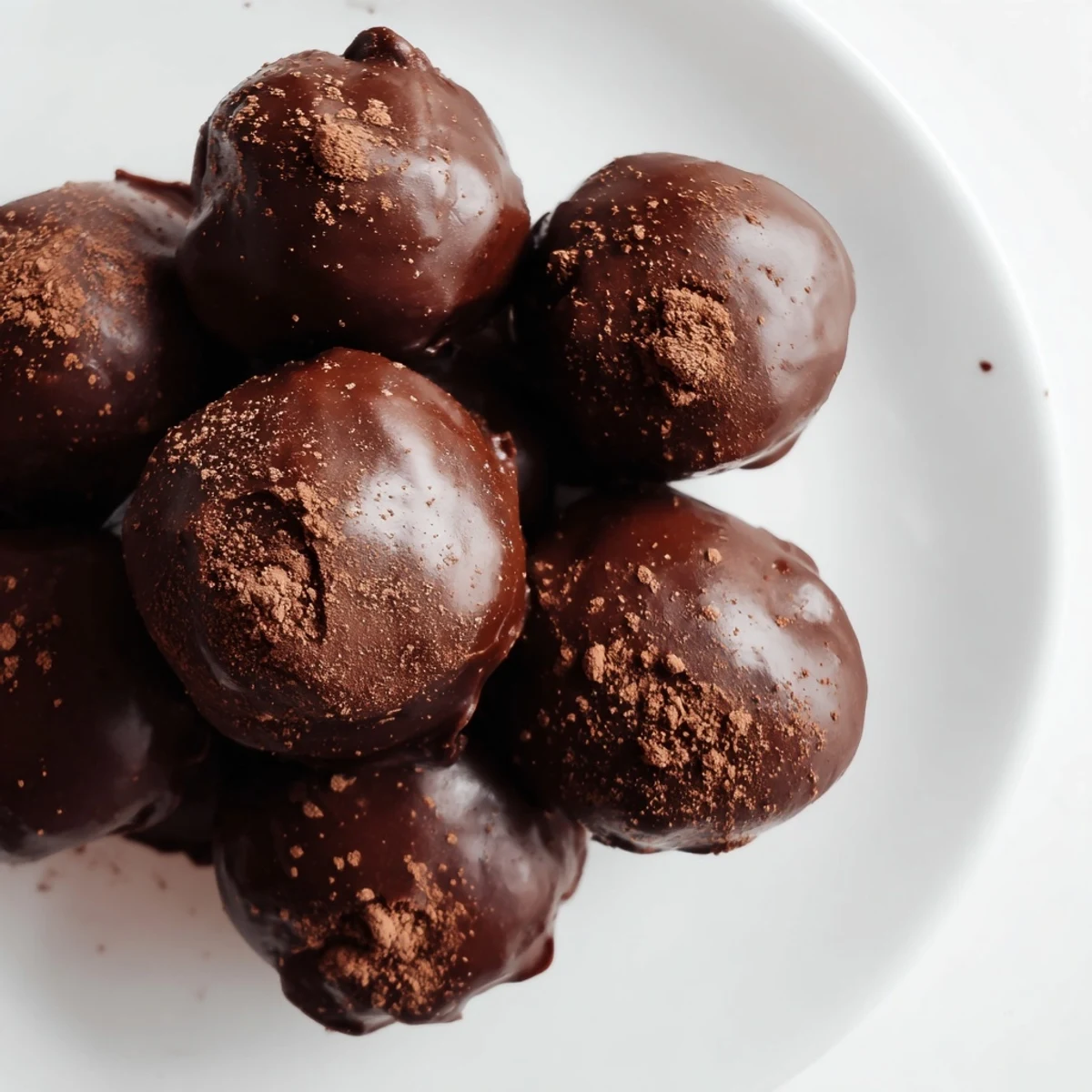 Stirring ganache for Irish Cream Truffles with Dark Chocolate, showing a smooth, glossy mixture in a glass bowl with a whisk.