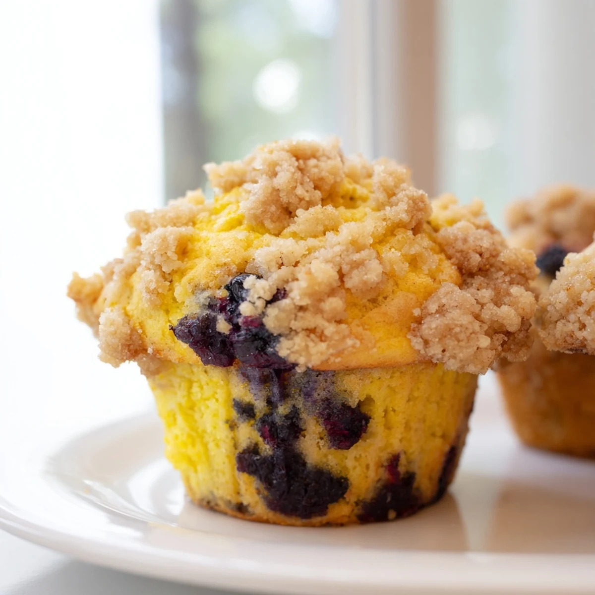 Homemade Lemon Blueberry Muffins with Streusel arranged in a muffin tin, perfect for a sweet breakfast or afternoon snack.