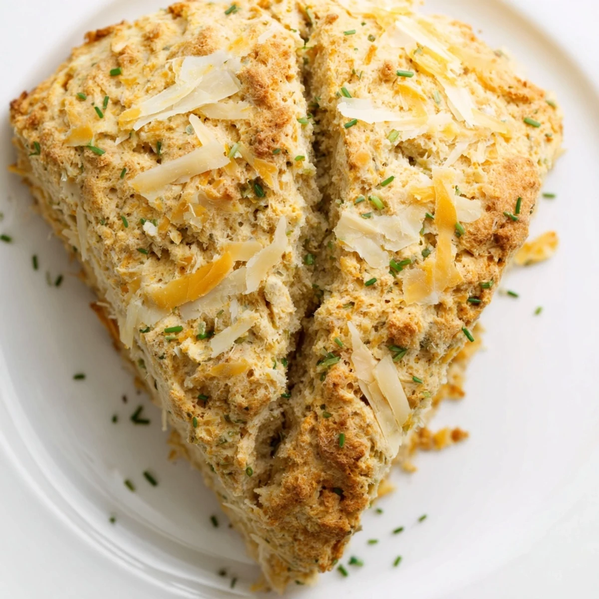 A warm loaf of Savory Herbed Cheddar Irish Soda Bread with a golden, crackled crust and visible herbs and cheese.