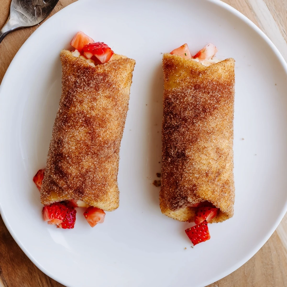 Freshly fried Cheesecake Dessert Chimichangas dusted with cinnamon sugar, paired with whipped cream for dipping.