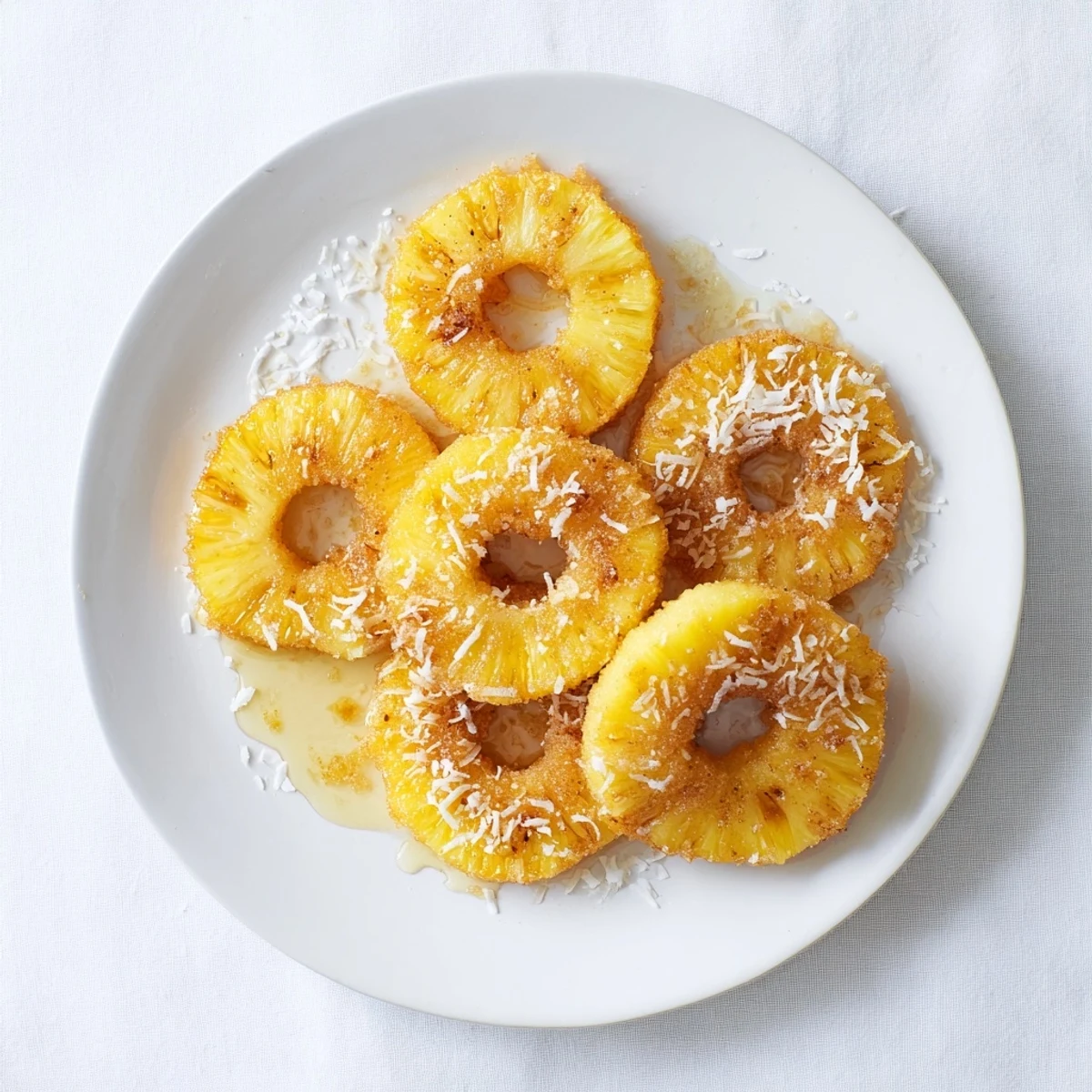 Crispy Fried Pineapple with juicy interior, drizzled with maple syrup and ready for a tropical dessert platter.