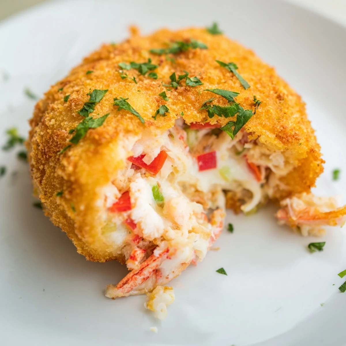 Cheesy Seafood Tortilla Bombs arranged with fresh parsley and lemon wedges for dipping.  