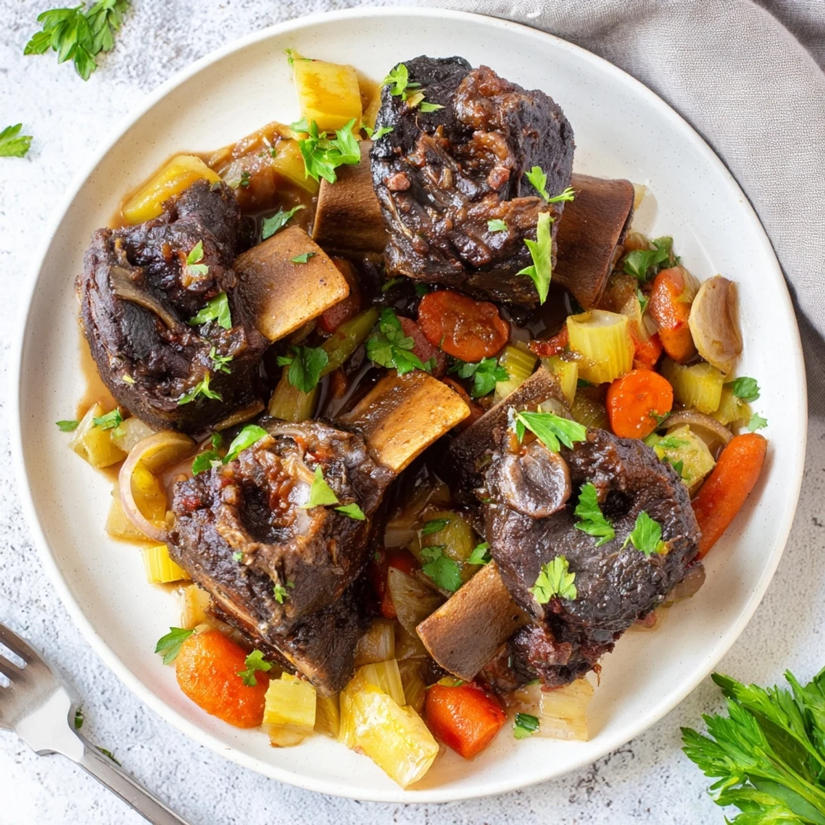 Tender beef short ribs braised in sweet maple bourbon glaze with roasted vegetable bed