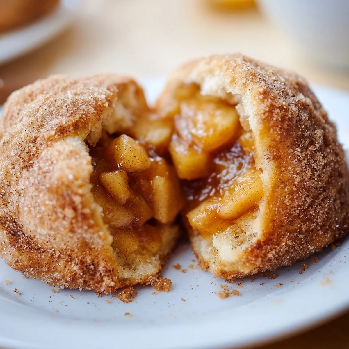 Golden caramel apple pie bombs with spiced apple filling and cinnamon sugar coating