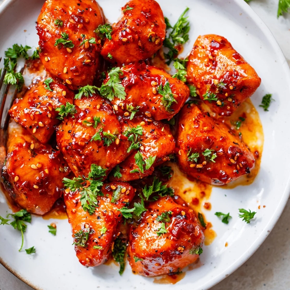 Fiery Chicken Diablo with tomato based Diablo sauce spooned over juicy seared chicken breasts