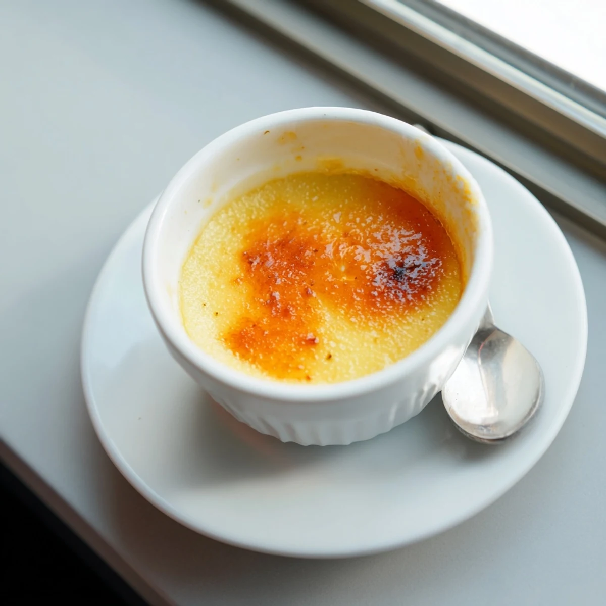 Silky vanilla custard layered with sweet persimmon puree under caramelized sugar crust