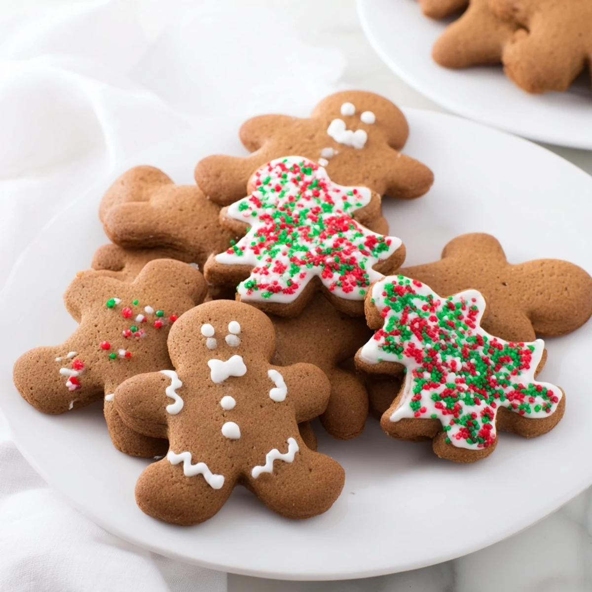 Freshly baked cut out gingerbread cookies cooling on wire rack ready for decorating fun