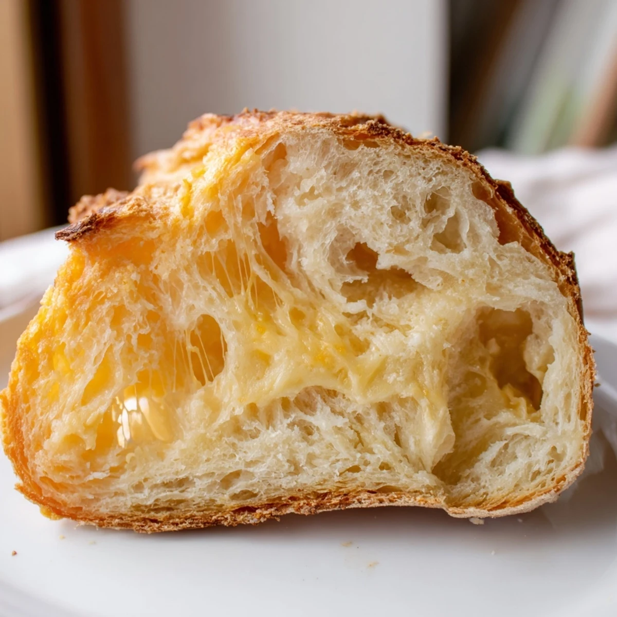 Golden no knead cheddar bread with a rustic crust and tender cheesy interior