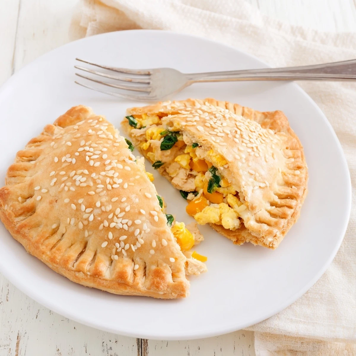 Savory high protein breakfast hot pockets made with whole wheat dough and spinach