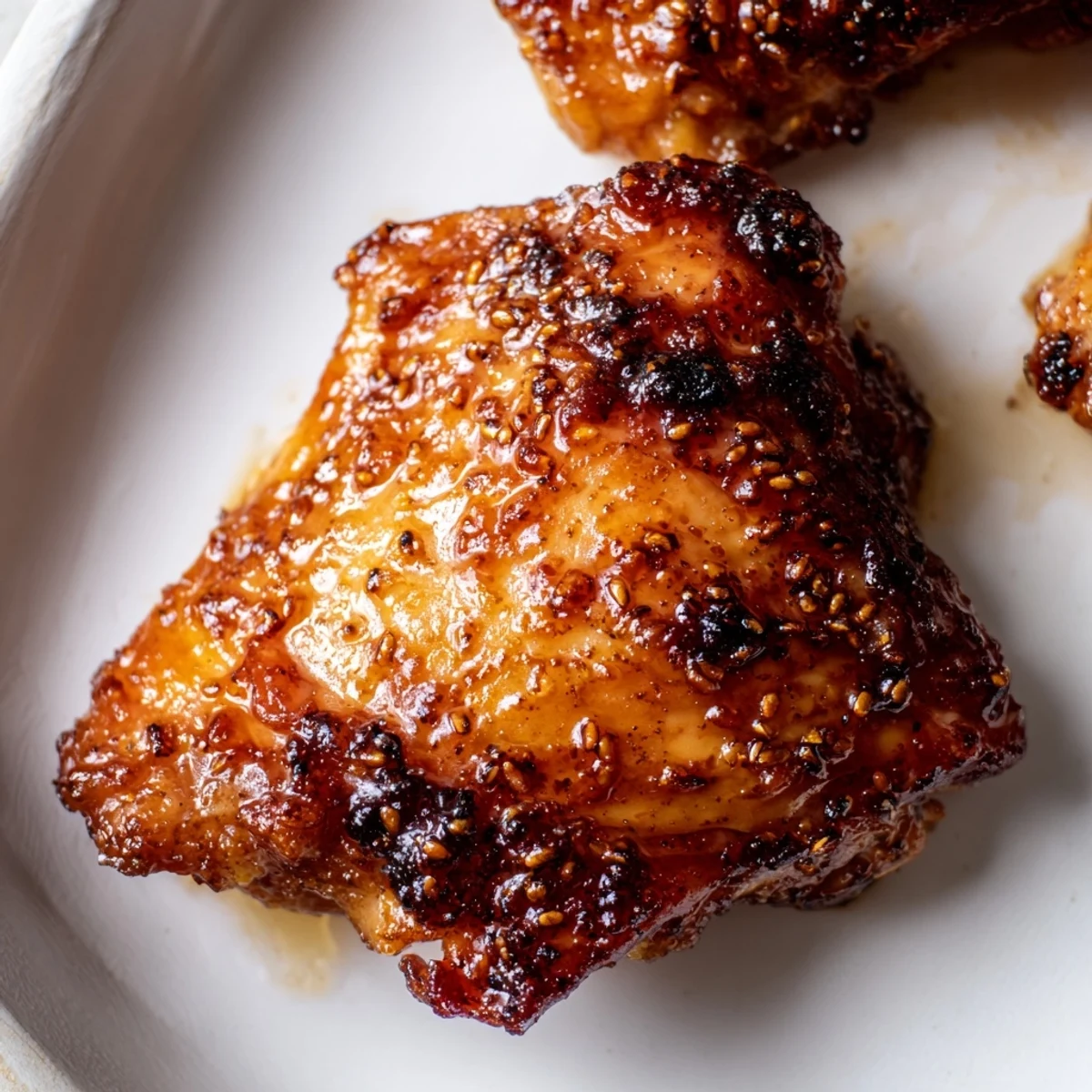 Savory glazed chicken with herb rice and crispy potatoes served on a rustic dinner plate