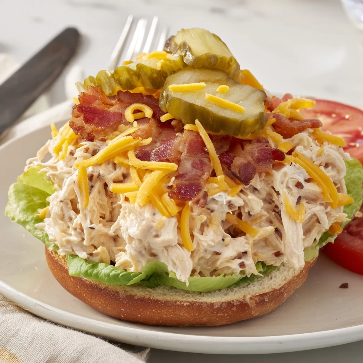 Crack Chicken Sandwiches baked until bubbly, ranch seasoned, melty cheddar and tender shredded chicken