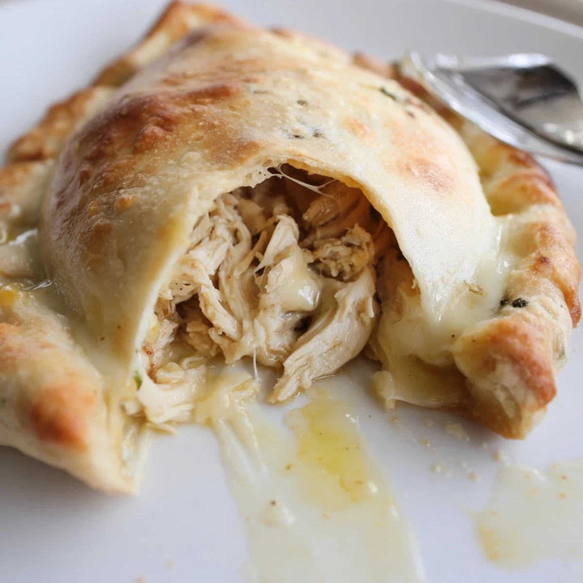 Family-style Crispy Cheesy Chicken Alfredo Air Fryer Calzones served with marinara dipping sauce