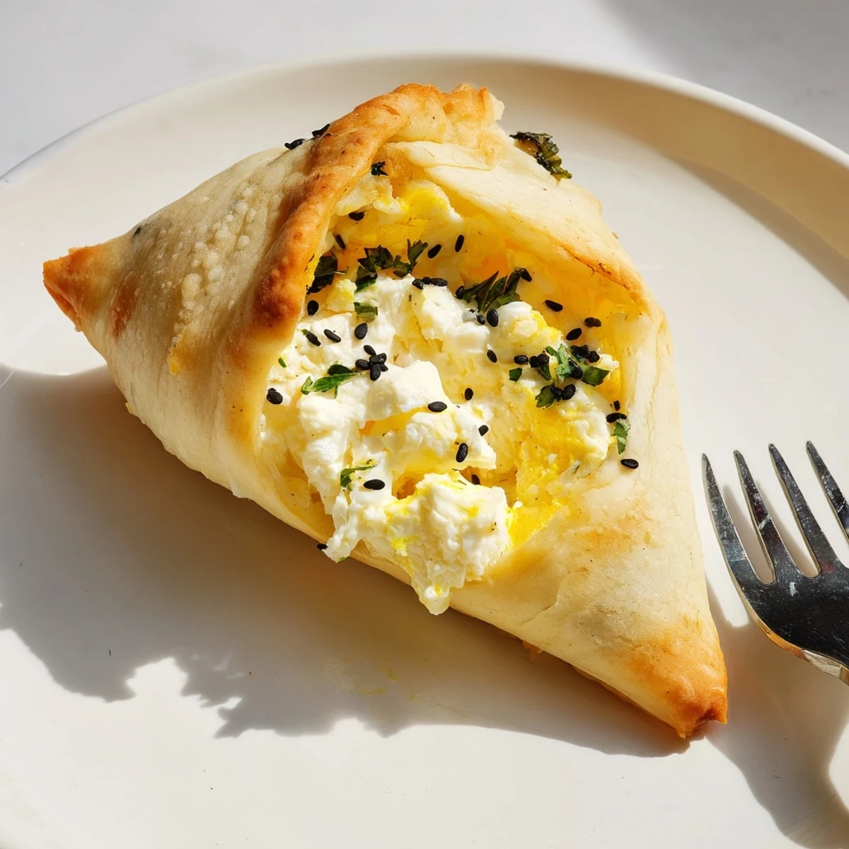 Cheese Fatayer Recipe fresh from oven, warm dough, parsley sprinkled on top