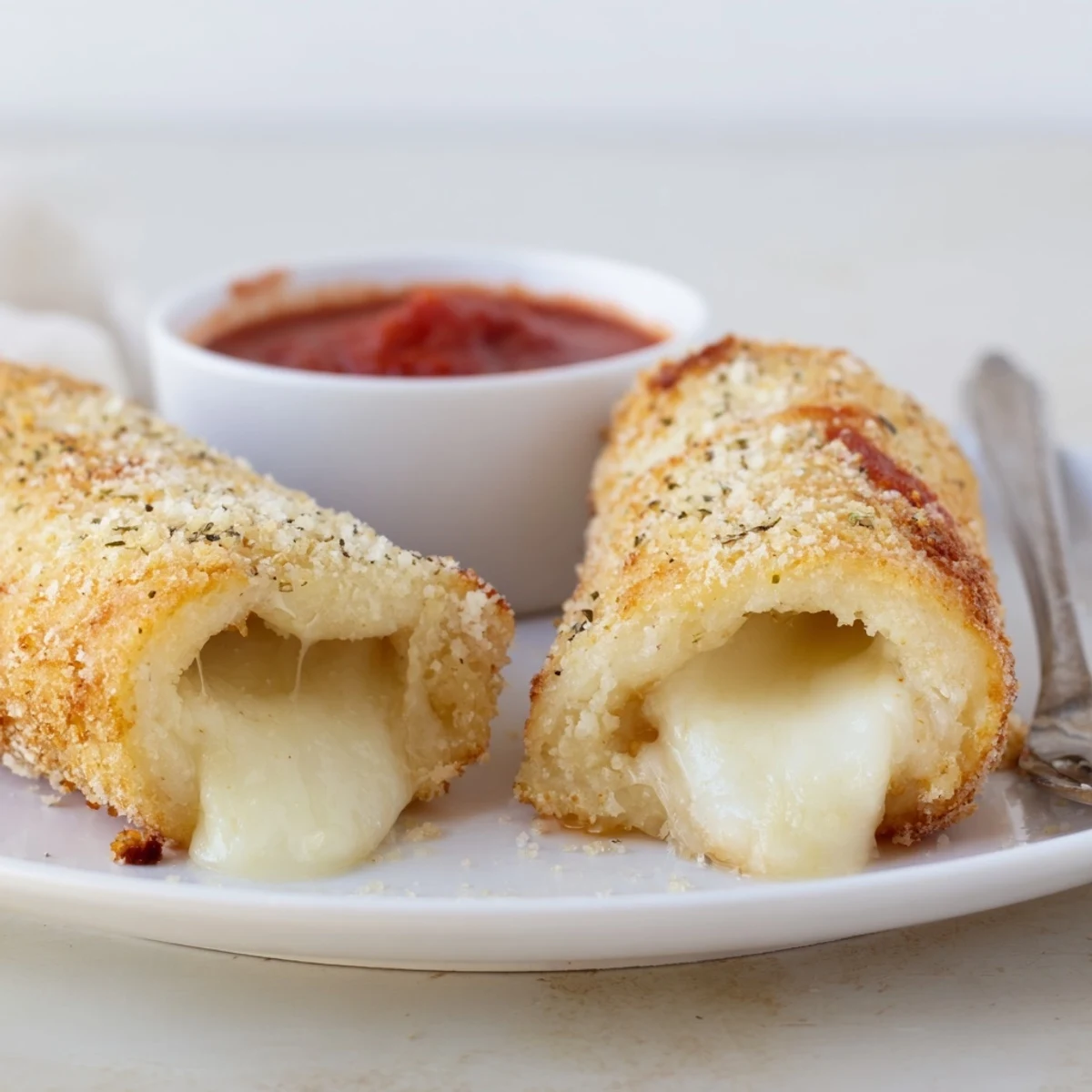 Baked Crispy Cheesy Roll Ups on parchment, buttery crisp exterior, kid-friendly snack