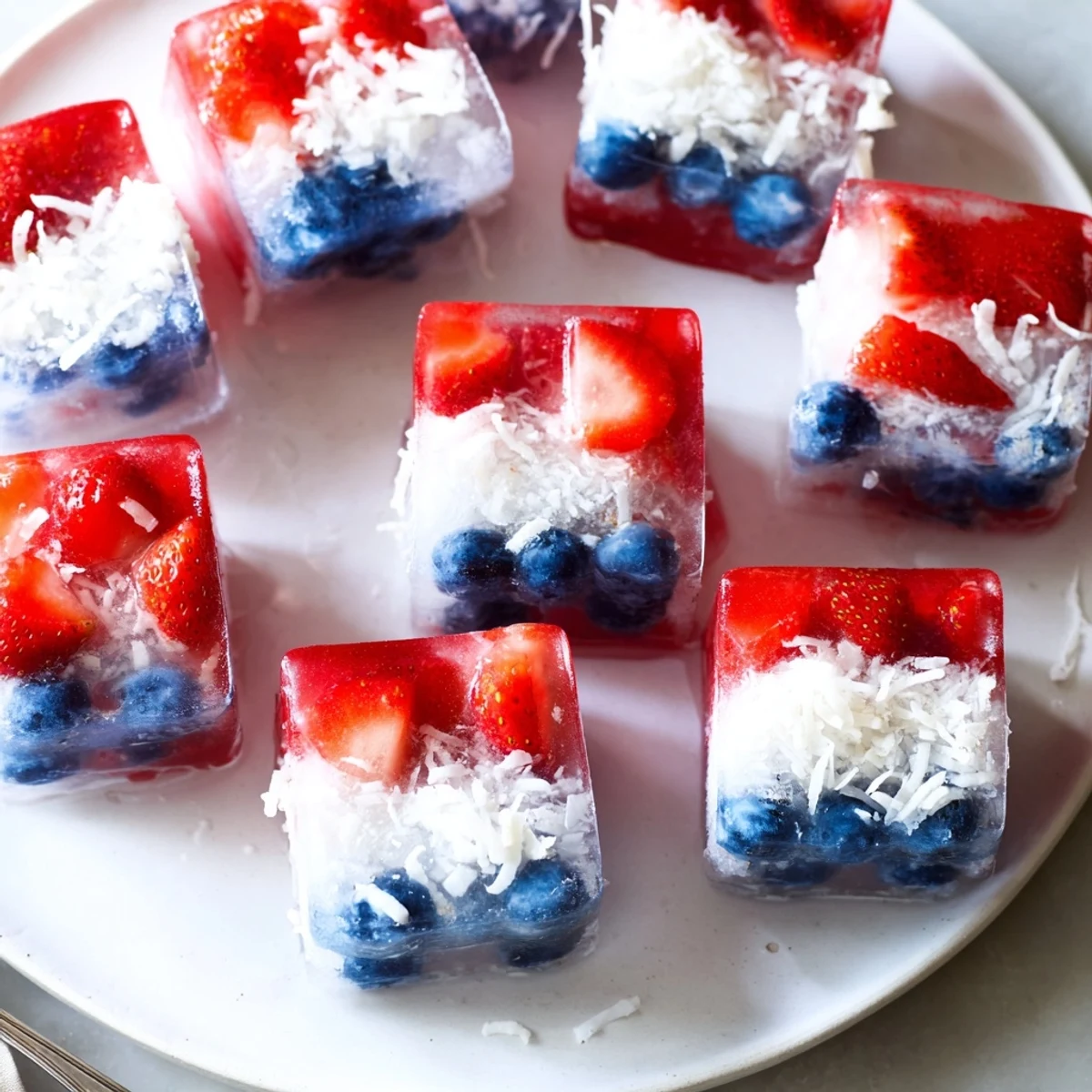 Sparkling picnic garnish: Red White And Blue Ice Cubes Recipe layered vividly