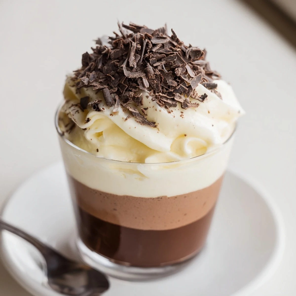 Individual Triple Chocolate Mousse Cups chilled, silky dark, milk, and white layers