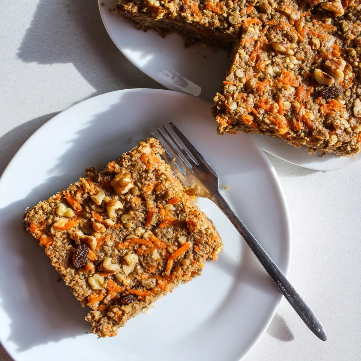 Golden gluten-free carrot cake made with hearty oats and sweet grated carrots cooling on a wire rack