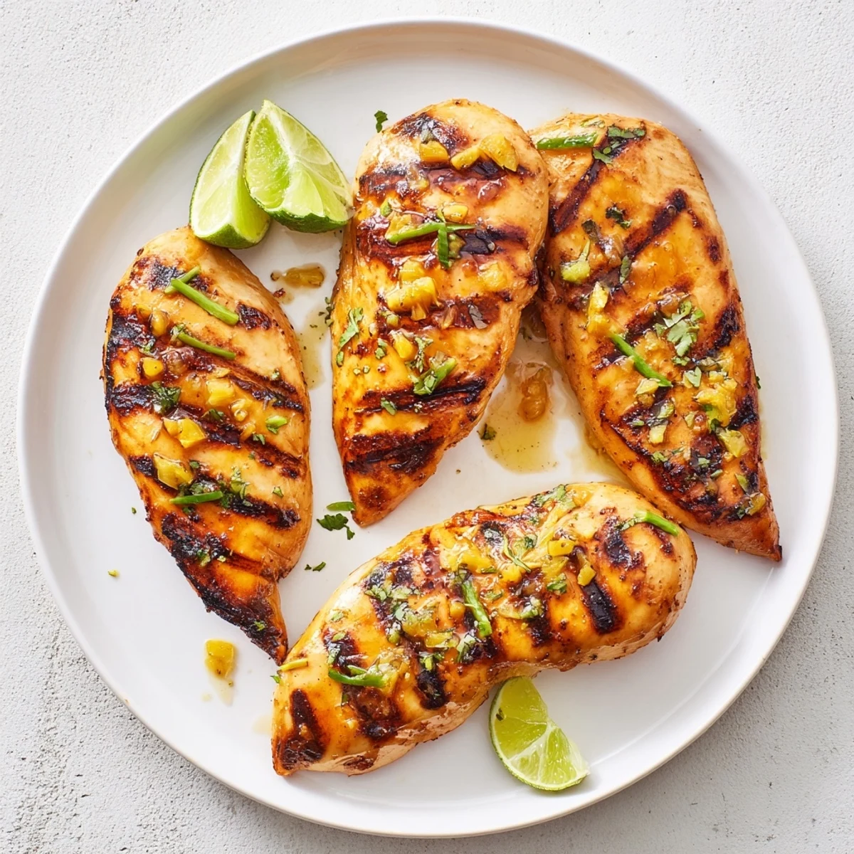 Key West Grilled Chicken With Tropical Citrus Marinade, juicy charred breasts with lime