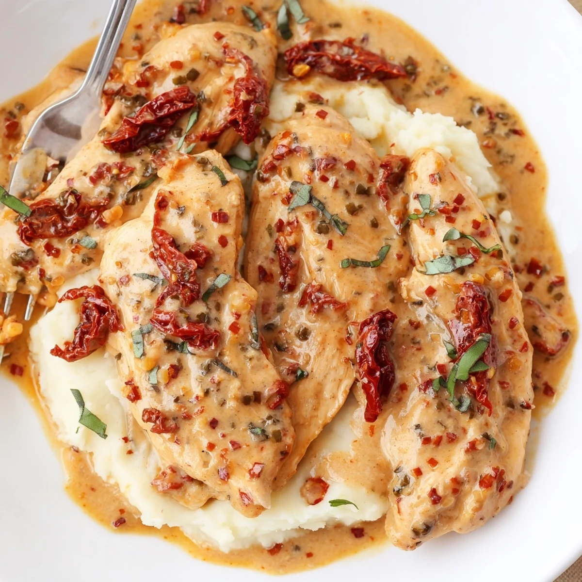 Slow-cooked Dump And Go Crockpot Marry Me Chicken, rich parmesan aroma, basil garnish
