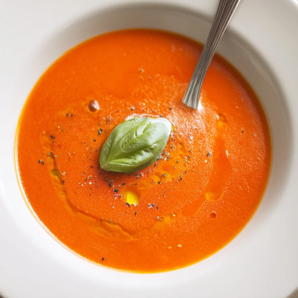 Homemade Tomato Soup with velvety mouthfeel, cradled beside grilled cheese sandwich.