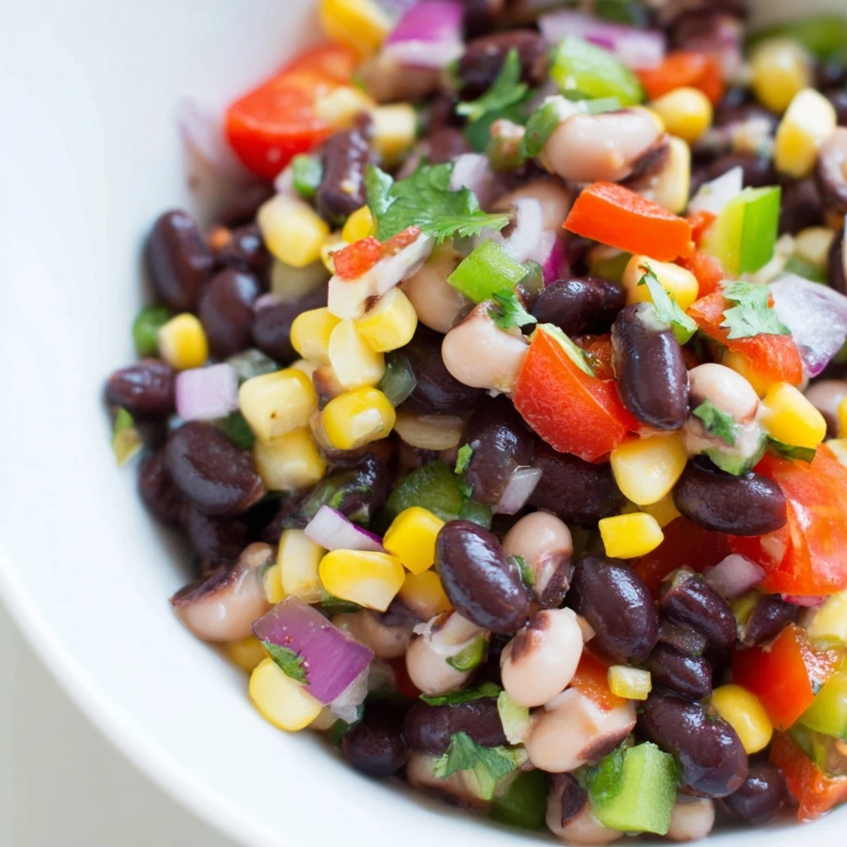 A vibrant cowboy caviar recipe bursting with colorful beans and zesty lime dressing.