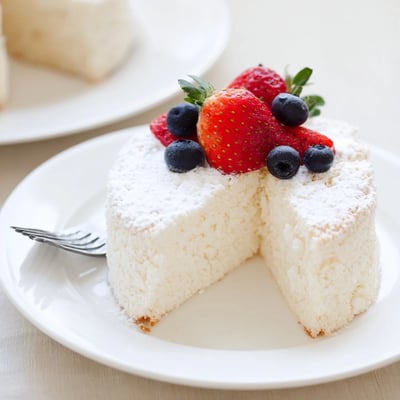 Bright morning light highlights the delicate, cloud-like crumb of a freshly baked Fluffy Yogurt Cloud Cake.